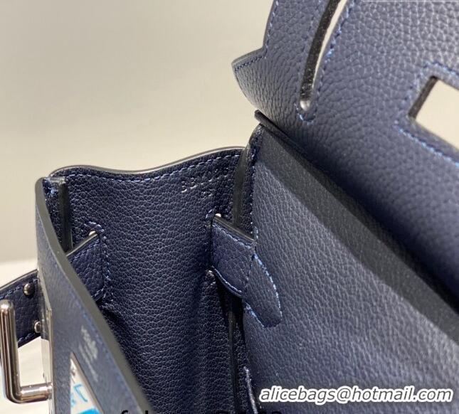 Promotional Hermes Birkin Hac a Dos Bag in Original Grained Calfskin 8123 Navy Blue 2024