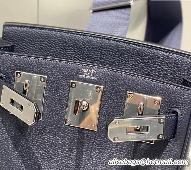 Promotional Hermes Birkin Hac a Dos Bag in Original Grained Calfskin 8123 Navy Blue 2024