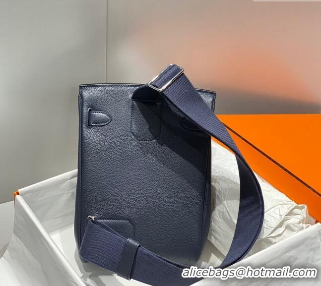 Promotional Hermes Birkin Hac a Dos Bag in Original Grained Calfskin 8123 Navy Blue 2024