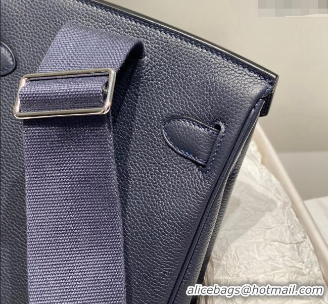 Promotional Hermes Birkin Hac a Dos Bag in Original Grained Calfskin 8123 Navy Blue 2024