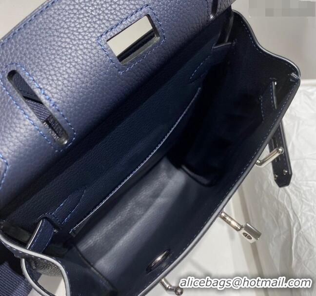 Promotional Hermes Birkin Hac a Dos Bag in Original Grained Calfskin 8123 Navy Blue 2024