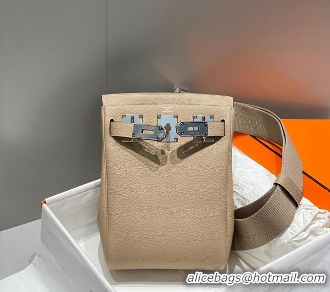 Well Crafted Hermes Birkin Hac a Dos Bag in Original Grained Calfskin 8123 Coat Grey 2024