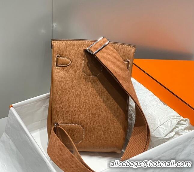 Good Looking Hermes Birkin Hac a Dos Bag in Original Grained Calfskin 8123 Golden Brown 2024