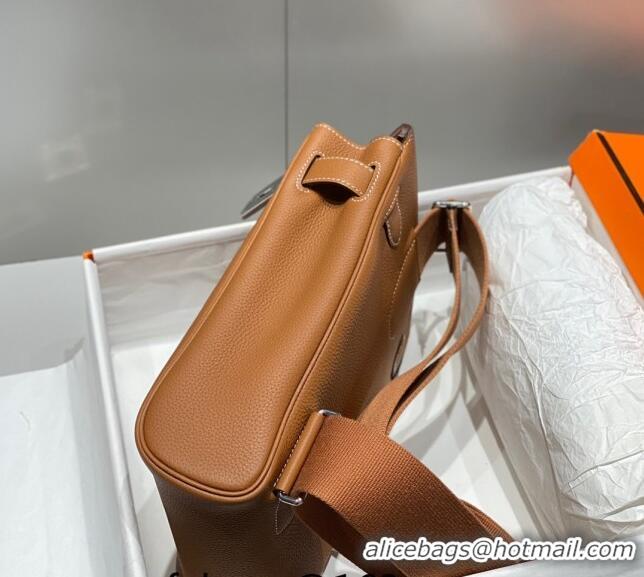 Good Looking Hermes Birkin Hac a Dos Bag in Original Grained Calfskin 8123 Golden Brown 2024