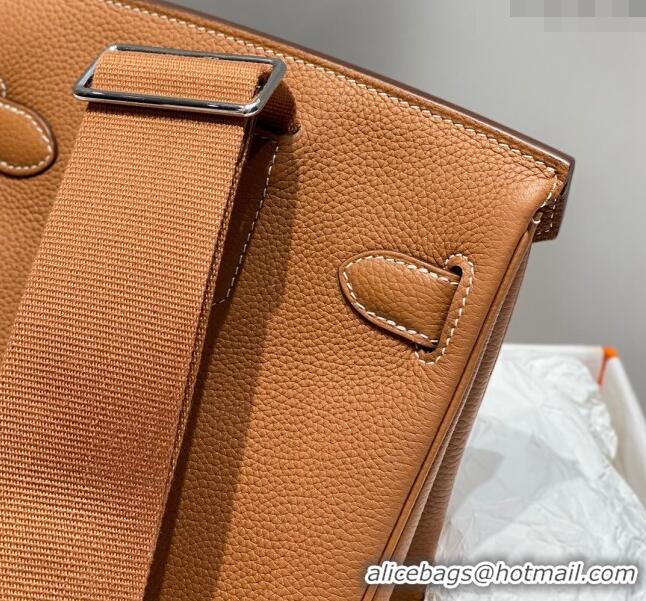 Good Looking Hermes Birkin Hac a Dos Bag in Original Grained Calfskin 8123 Golden Brown 2024