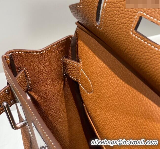 Good Looking Hermes Birkin Hac a Dos Bag in Original Grained Calfskin 8123 Golden Brown 2024