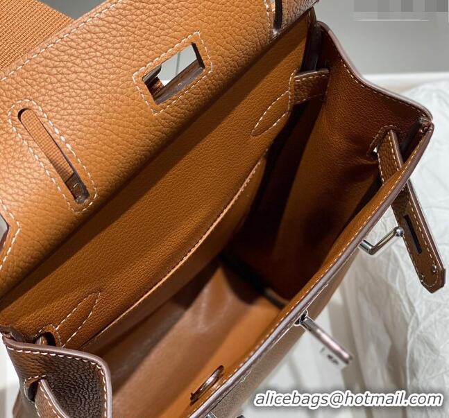 Good Looking Hermes Birkin Hac a Dos Bag in Original Grained Calfskin 8123 Golden Brown 2024