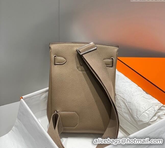 Traditional Specials Hermes Birkin Hac a Dos Bag in Original Grained Calfskin 8123 Elephant Grey 2024