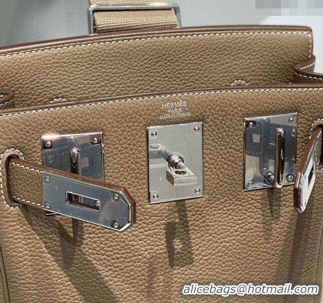 Traditional Specials Hermes Birkin Hac a Dos Bag in Original Grained Calfskin 8123 Elephant Grey 2024