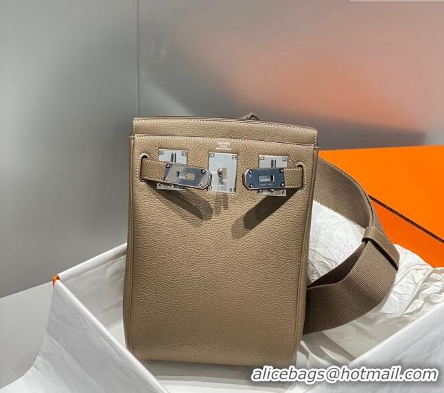 Traditional Specials Hermes Birkin Hac a Dos Bag in Original Grained Calfskin 8123 Elephant Grey 2024