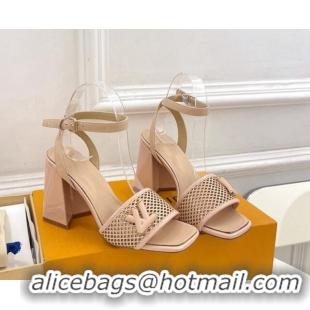 Low Price Louis Vuitton Shake Heel Sandals 9cm in Perforated Leather Beige 815109