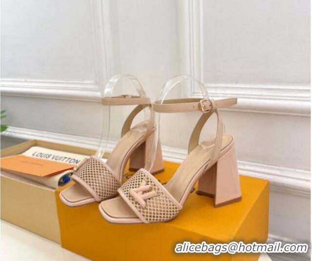 Low Price Louis Vuitton Shake Heel Sandals 9cm in Perforated Leather Beige 815109