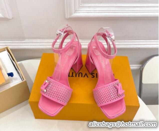 Top Design Louis Vuitton Shake Heel Sandals 9cm in Perforated Leather Pink 815110