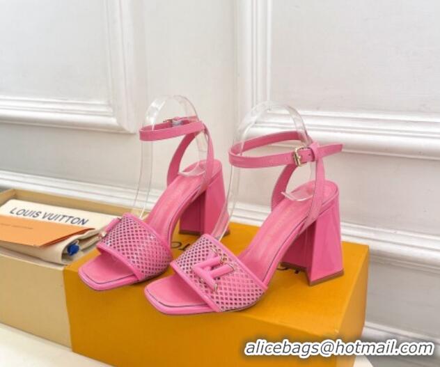 Top Design Louis Vuitton Shake Heel Sandals 9cm in Perforated Leather Pink 815110