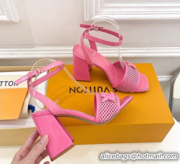 Top Design Louis Vuitton Shake Heel Sandals 9cm in Perforated Leather Pink 815110