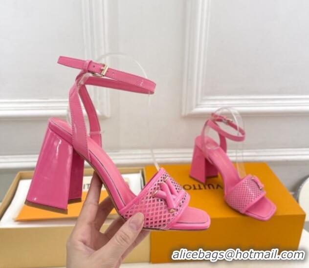 Top Design Louis Vuitton Shake Heel Sandals 9cm in Perforated Leather Pink 815110