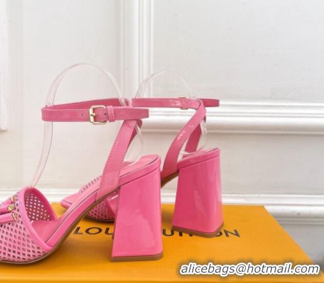 Top Design Louis Vuitton Shake Heel Sandals 9cm in Perforated Leather Pink 815110