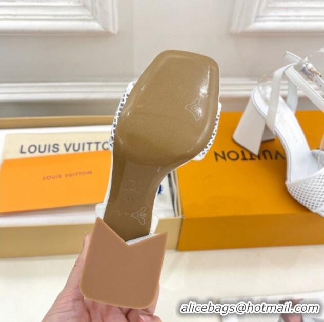 Luxury Discount Louis Vuitton Shake Heel Sandals 9cm in Perforated Leather White 815111