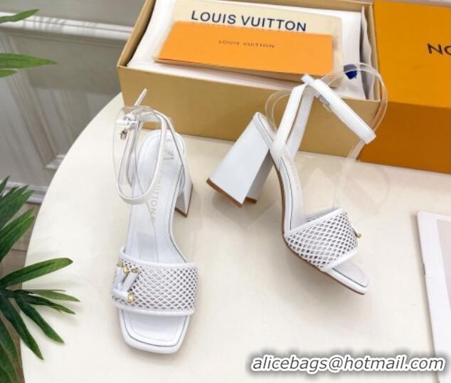 Luxury Discount Louis Vuitton Shake Heel Sandals 9cm in Perforated Leather White 815111