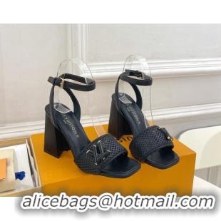 Shop Duplicate Louis Vuitton Shake Heel Sandals 9cm in Perforated Leather Black 815115