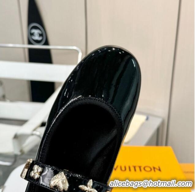 Good Product Louis Vuitton Romy Flat Ballerinas in Patent Leather Black 905075