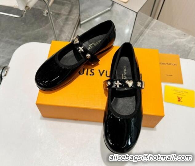 Good Product Louis Vuitton Romy Flat Ballerinas in Patent Leather Black 905075