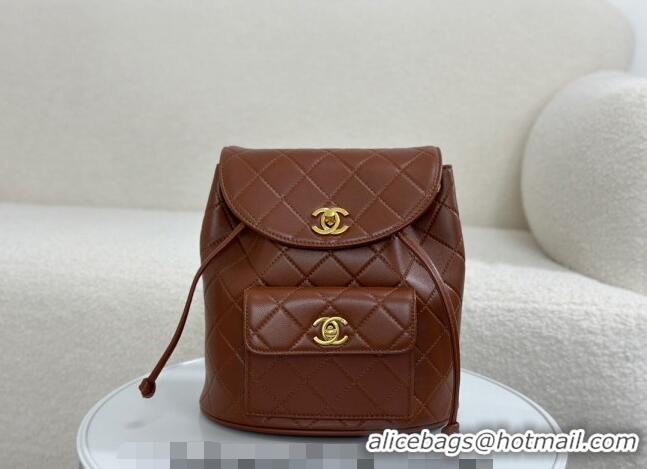 Famous Brand Chanel Quilted Calfskin Large Backpack bag A088792 Brown 2024