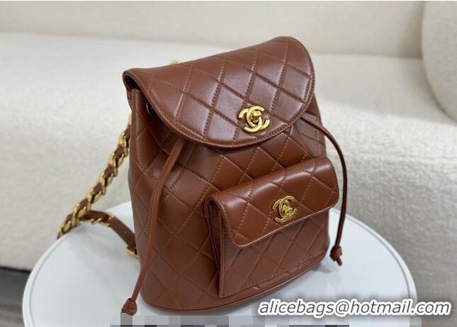 Famous Brand Chanel Quilted Calfskin Large Backpack bag A088792 Brown 2024