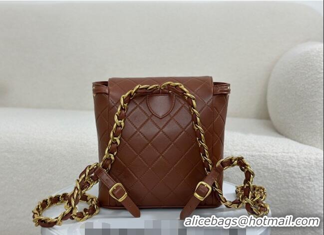 Famous Brand Chanel Quilted Calfskin Large Backpack bag A088792 Brown 2024