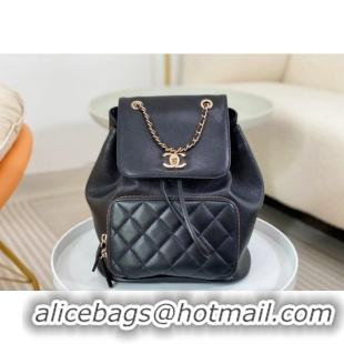 Unique Grade Chanel Grained Calfskin Backpack bag A08012 Black 2024