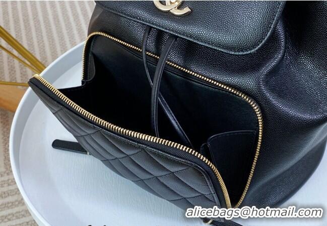 Unique Grade Chanel Grained Calfskin Backpack bag A08012 Black 2024