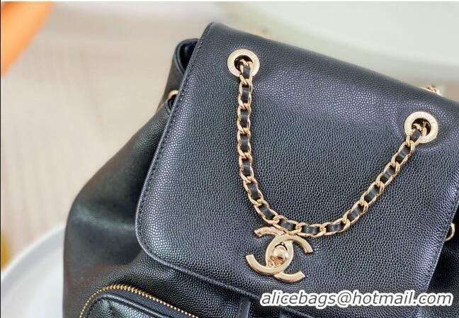 Unique Grade Chanel Grained Calfskin Backpack bag A08012 Black 2024