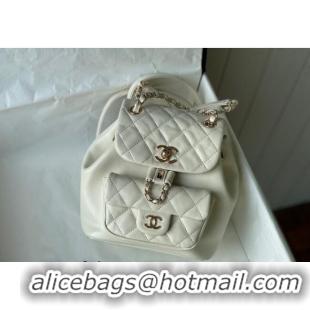 Traditional Specials Chanel Aged Calfskin Mini Duma Backpack bag AS2908 White 2024