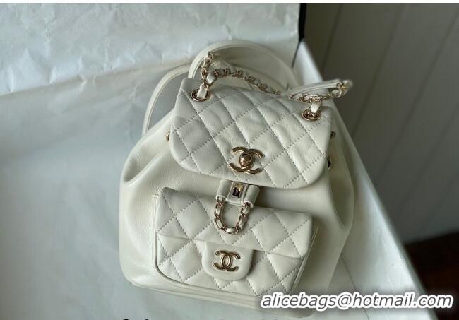 Traditional Specials Chanel Aged Calfskin Mini Duma Backpack bag AS2908 White 2024