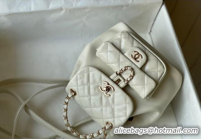 Traditional Specials Chanel Aged Calfskin Mini Duma Backpack bag AS2908 White 2024