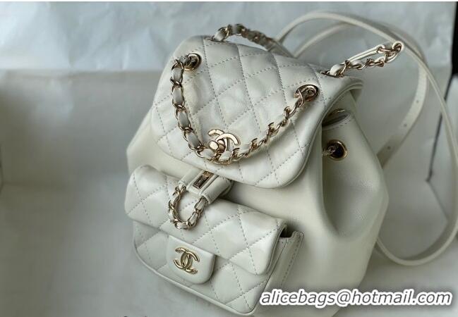 Traditional Specials Chanel Aged Calfskin Mini Duma Backpack bag AS2908 White 2024