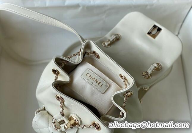 Traditional Specials Chanel Aged Calfskin Mini Duma Backpack bag AS2908 White 2024