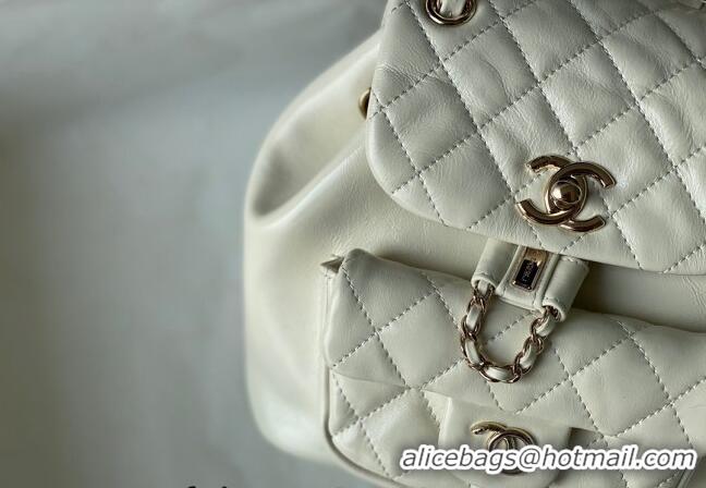 Traditional Specials Chanel Aged Calfskin Mini Duma Backpack bag AS2908 White 2024