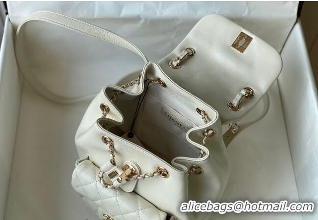 Traditional Specials Chanel Aged Calfskin Mini Duma Backpack bag AS2908 White 2024