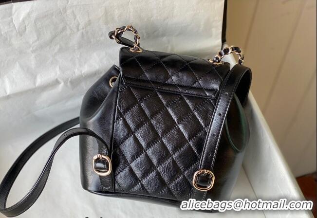 Well Crafted Chanel Aged Calfskin Mini Duma Backpack bag AS2908 Black 2024