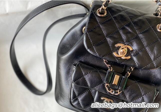 Well Crafted Chanel Aged Calfskin Mini Duma Backpack bag AS2908 Black 2024