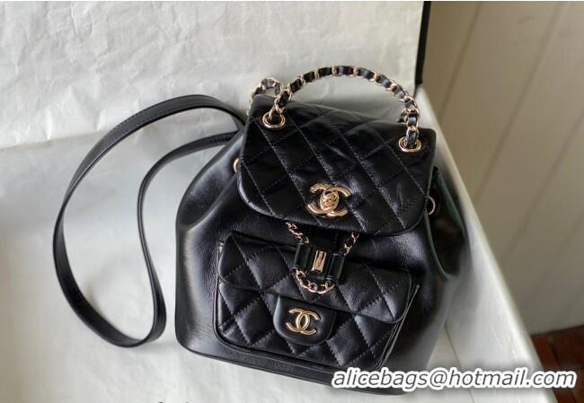 Well Crafted Chanel Aged Calfskin Mini Duma Backpack bag AS2908 Black 2024