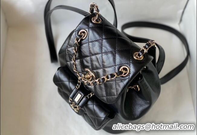 Well Crafted Chanel Aged Calfskin Mini Duma Backpack bag AS2908 Black 2024