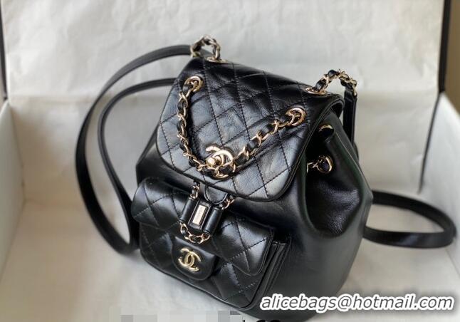 Well Crafted Chanel Aged Calfskin Mini Duma Backpack bag AS2908 Black 2024