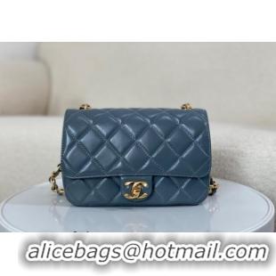 Best Price Chanel Shiny Lambskin Small Flap bag with Thick Chain AS5027 Grey 2024