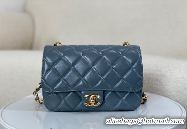 Best Price Chanel Shiny Lambskin Small Flap bag with Thick Chain AS5027 Grey 2024