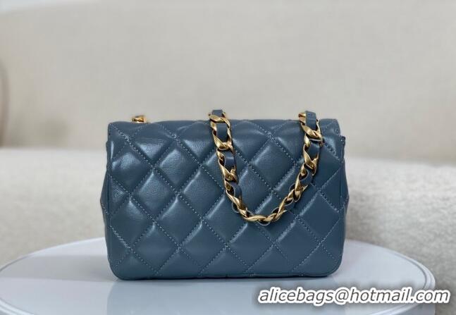 Best Price Chanel Shiny Lambskin Small Flap bag with Thick Chain AS5027 Grey 2024