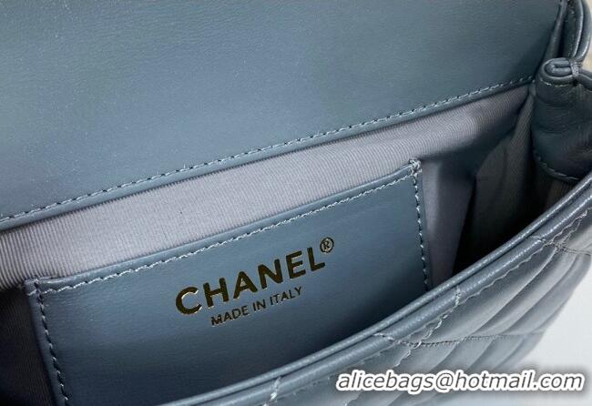 Best Price Chanel Shiny Lambskin Small Flap bag with Thick Chain AS5027 Grey 2024