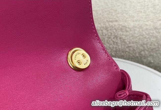 Grade Quality Chanel Shiny Lambskin Small Flap bag with Thick Chain AS5027 Fuchsia Pink 2024