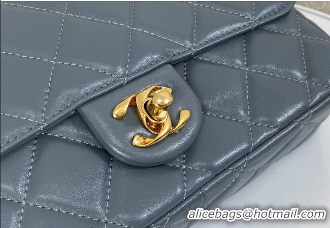 Good Product Chanel Shiny Lambskin Flap bag with Thick Chain AS6300 Grey 2024